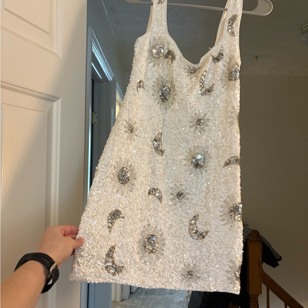 Show Me Your MuMu White Sequin Dress